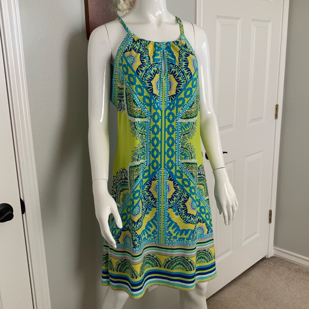 Hale Bob Halter Dress with Adjustable Tie Neck
